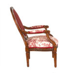 French Louis XVI Style Medallion Back Chair in Red Toile Upholstery - Image 6