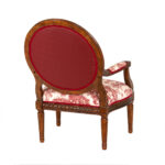 French Louis XVI Style Medallion Back Chair in Red Toile Upholstery - Image 7