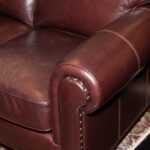 LAUREN RALPH LAUREN Brown Leather Sofa with Nailhead Trim - Image 3