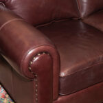 LAUREN RALPH LAUREN Brown Leather Loveseat with Nailhead Trim - Image 3