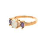 Opal and Iolite Ring with Diamond Accents in 14 Karat Gold - Image 5