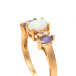 Opal and Iolite Ring with Diamond Accents in 14 Karat Gold - Image 2