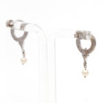 Pair of Diamond and Pearl Drop Earrings in 14 Karat White Gold - Image 3