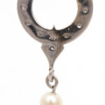 Pair of Diamond and Pearl Drop Earrings in 14 Karat White Gold - Image 4