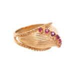 Ruby Wave Style Ring in 14 Karat Gold - Image 4