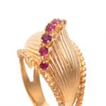 Ruby Wave Style Ring in 14 Karat Gold - Image 2