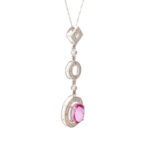 1.5 Carat Pink Tourmaline and Diamond Pendant Necklace in 10 Karat White Gold - Image 2