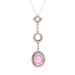 1.5 Carat Pink Tourmaline and Diamond Pendant Necklace in 10 Karat White Gold - Image 3