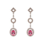 Pair of 4 Carat Total Weight Carat Pink Tourmaline and Diamond Pendant Necklace in 10 Karat White Gold