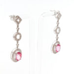Pair of 4 Carat Total Weight Carat Pink Tourmaline and Diamond Pendant Necklace in 10 Karat White Gold - Image 2