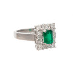 1.2 Carat Total Weight White Sapphire and Emerald Ring in 14 Karat White Gold - Image 3