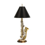 Alto Saxophone Table Lamp with Black Shade