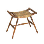 Antique Victorian Oak Stool with Needlepoint Cushion