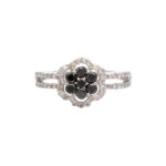 Black and White Diamond Ring in 14 Karat White Gold