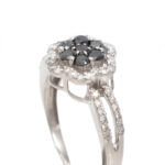 Black and White Diamond Ring in 14 Karat White Gold - Image 2