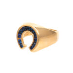 2.5 Carat Total Weight Synthetic Sapphire Horse Shoe Shaped Ring in 14 Karat Gold - Image 5