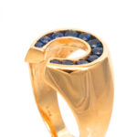 2.5 Carat Total Weight Synthetic Sapphire Horse Shoe Shaped Ring in 14 Karat Gold - Image 2