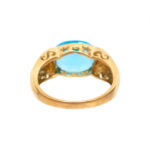 6 Carat Blue Topaz Ring with Diamond Accents in 18 Karat Gold - Image 5
