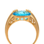 6 Carat Blue Topaz Ring with Diamond Accents in 18 Karat Gold - Image 3