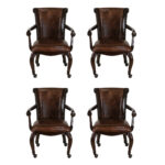 Set of 4 FRONTGATE Leather Chairs on Casters