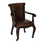 Set of 4 FRONTGATE Leather Chairs on Casters - Image 2