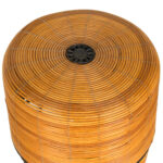 Pencil Reed Pattern Wrapped Footstool with Metal Medallion - Image 2
