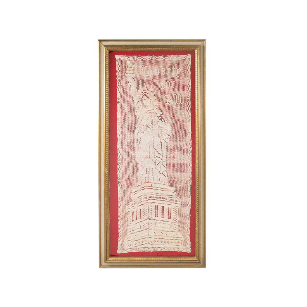 ZSHIL_107-2 Vintage Mary Card Design Filet Crochet of Lady Liberty - Image 1