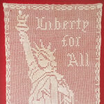 Vintage Mary Card Design Filet Crochet of Lady Liberty - Image 2