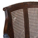Wood Framed Cane Back Barrel Armchair with Blue Bow Upholstery - Image 3