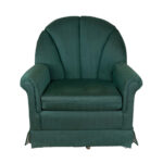 LES BROWN CHAIR CO. Swivel Armchair in Green Herringbone Upholstery