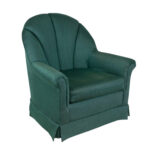 LES BROWN CHAIR CO. Swivel Armchair in Green Herringbone Upholstery - Image 2