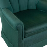 LES BROWN CHAIR CO. Swivel Armchair in Green Herringbone Upholstery - Image 4
