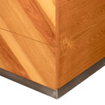 Vintage ROUGIER Mid Century Modern Diagonal Wood Veneer and Metallic Strip Dresser - Image 4