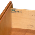 Vintage ROUGIER Mid Century Modern Diagonal Wood Veneer and Metallic Strip Dresser - Image 5