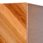 Vintage ROUGIER Mid Century Modern Diagonal Wood Veneer and Metallic Strip Armoire - Image 2