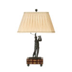 MAITLAND SMITH Bronze Golfer Table Lamp with Pleated Shade
