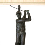 MAITLAND SMITH Bronze Golfer Table Lamp with Pleated Shade - Image 2