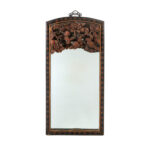 Black and Gold Framed Mirror with Antique Black Forest Carved Wood Panel