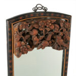 Black and Gold Framed Mirror with Antique Black Forest Carved Wood Panel - Image 2