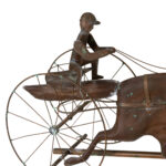 Horse and Sulky Copper Weather Vane on Stand - Image 2