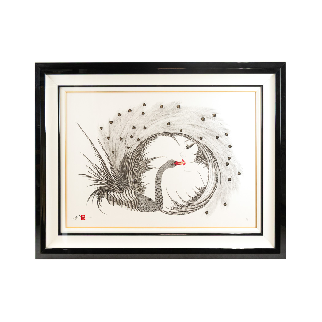 ZHENK_108-2 HISASHI OTSUKA “Kiss of the Black Swan” Limited Edition Lithograph - Image 1