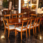 DREXEL HERITAGE Biedmermeier Style Oval Dining Table with 1 Leaf and 6 Chairs - Image 8