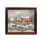Signed Original Oil Winter Farm Scene