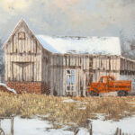 Signed Original Oil Winter Farm Scene - Image 2