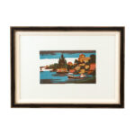 GUNTER ULLRICH Scene of Aschaffenburg Germany Custom Framed Linocut