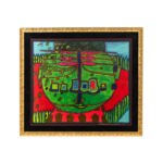 FRIEDENSREICH HUNDERTWASSER “Three Eyed Green Buddha with Hat” Custom Framed Print