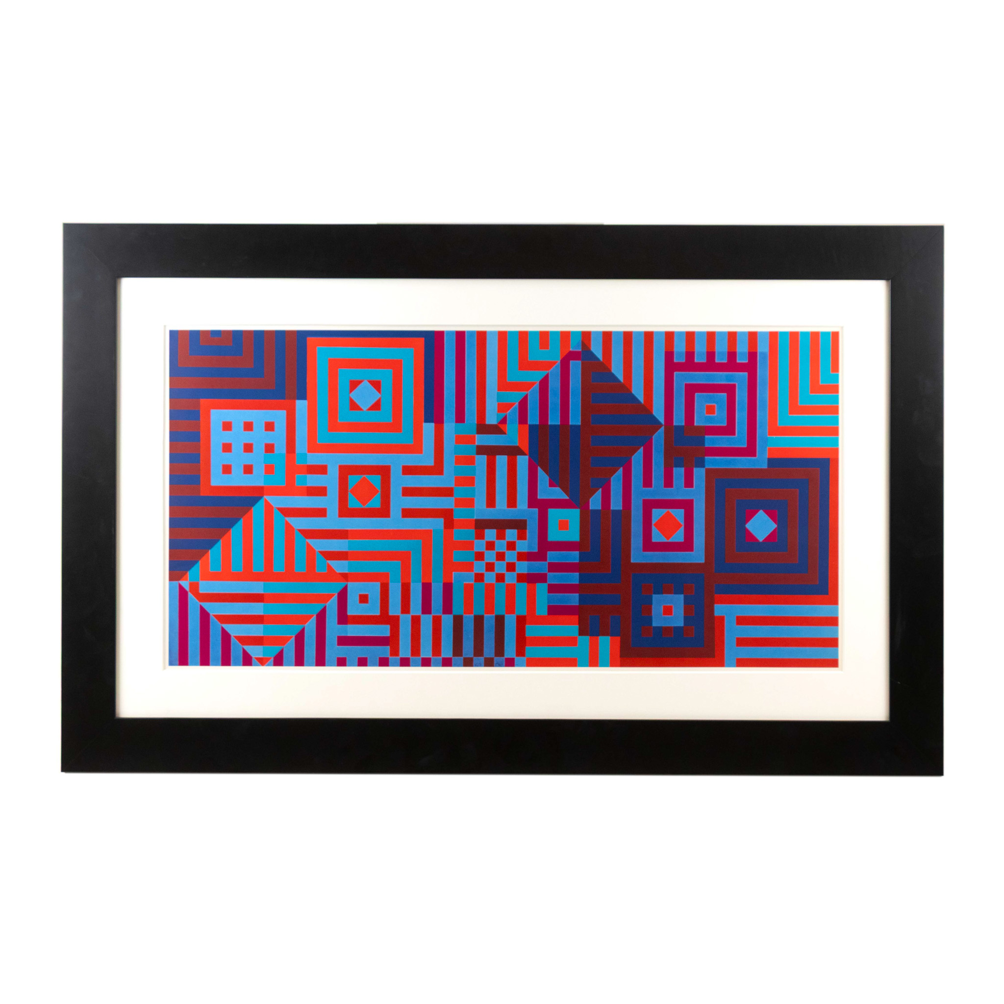 ZKSA_128 -2 VICTOR VASARELY “Kiu Siu” Custom Framed Print - Image 1