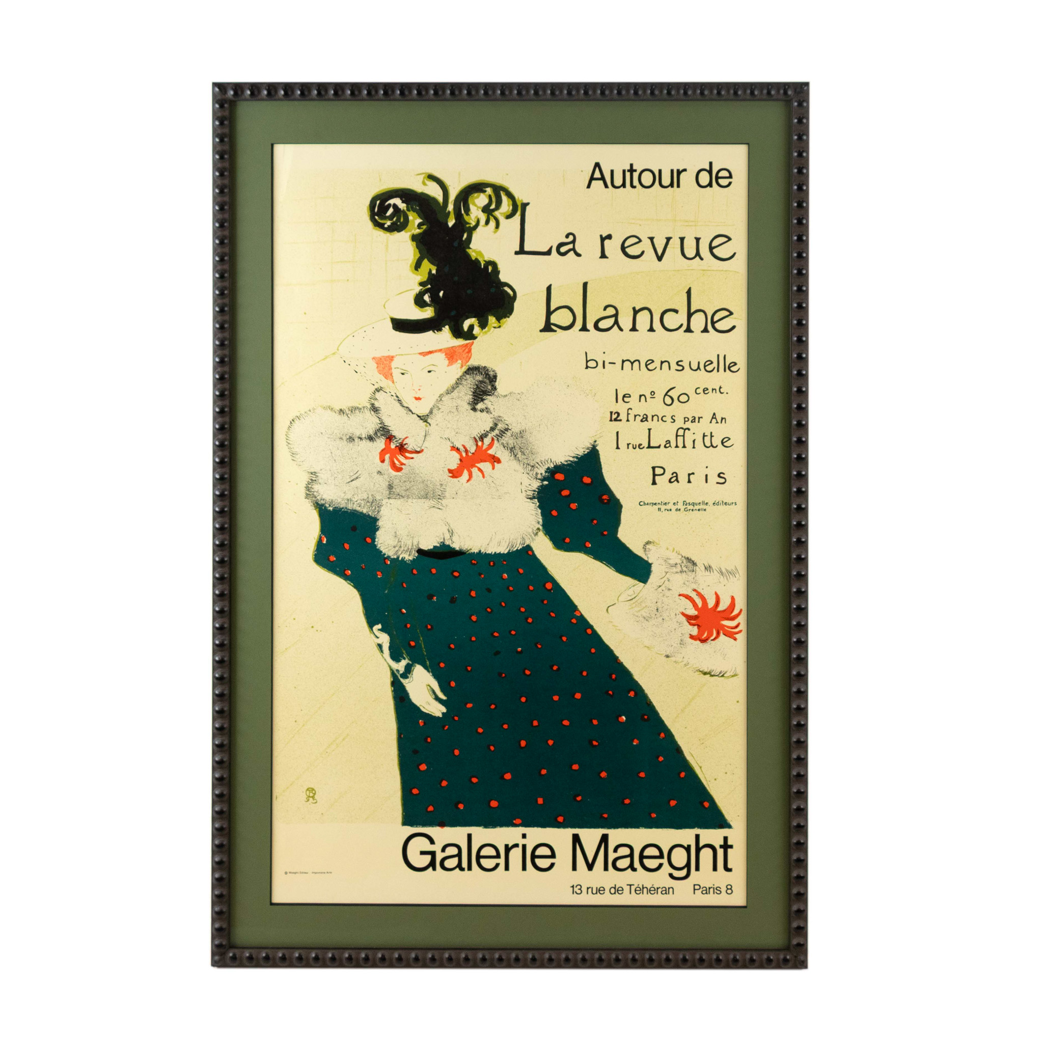 ZKSA_146 -2 HENRI DE TOULOUSE-LAUTREC “La Revue Blanche” Poster for Galerie Maeght Custom Framed Print - Image 1
