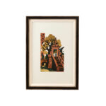 GUNTER ULLRICH Scene of Aschaffenburg Germany Custom Framed Linocut