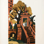 GUNTER ULLRICH Scene of Aschaffenburg Germany Custom Framed Linocut - Image 2
